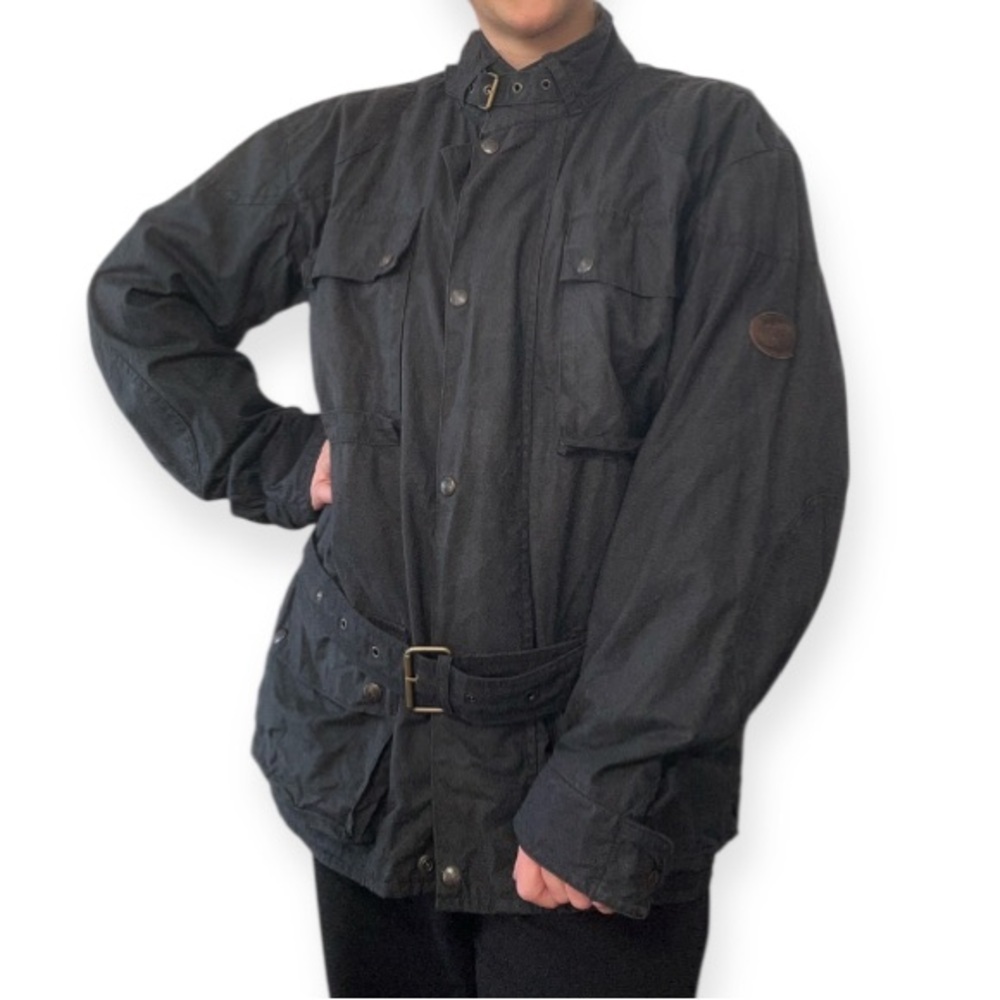 Men’s Vintage Outback Utility Black Waxed Cotton Water Resistant Hunting Jacket
